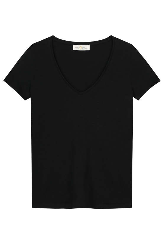 Wolf & Storm Liv V-hals Shirt Biologisch Katoen Zwart