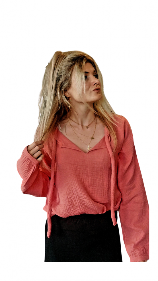 Isa | Duurzame Blouse Mousseline Koraal