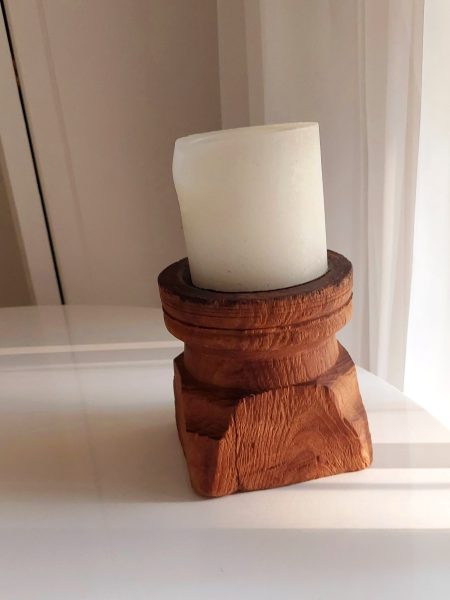 Kaars Brutalist Hout Zaaikandelaar