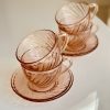 Vintage Rosaline Swirl Arcoroc Kop en Schotels 3